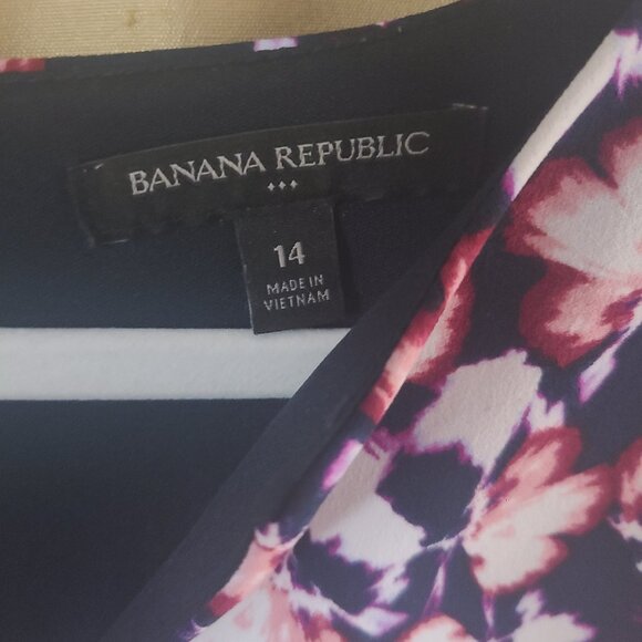 Banana Republic Dress Size 14 Floral Shift V-Neck Cap Sleeve - Picture 3 of 3